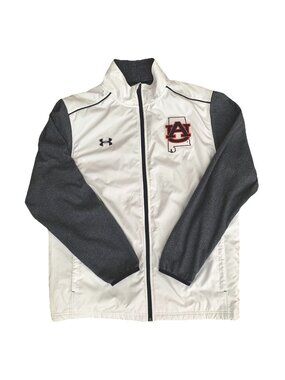 Auburn Tigers Jacket Mens L White Under Armour Full Zip Cold Gear Fleece Lined